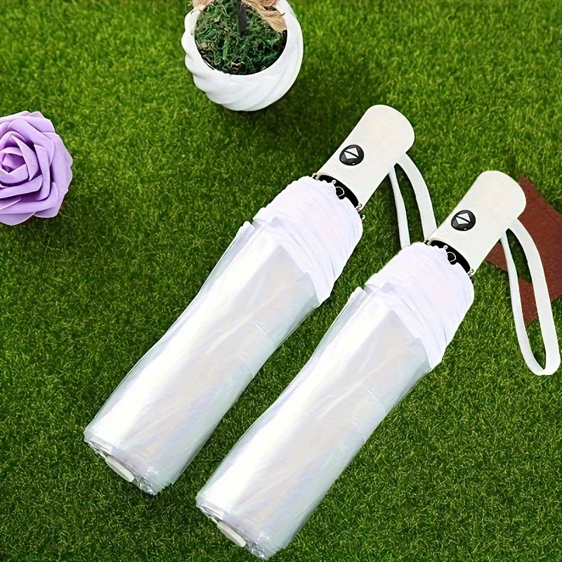 Korean Transparent Umbrella Folding Automatic Open And Close Umbrella Mori Three-fold Student Sunny 1pc