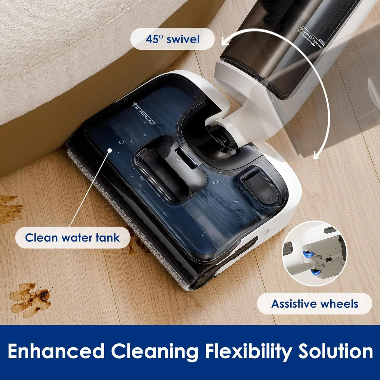 

Electric Mop, Cordless Wet Dry, Flashdry Self-Cleaning In 5min, Long Runtime, Triple-Sided Edge Cleaning，Vacuum Cleaner