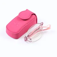 Portable Pink Folding Reading Glasses Women Eye Protection Eyeglass With Case Anti blue Presbyopic Glasses Gift For Old 1