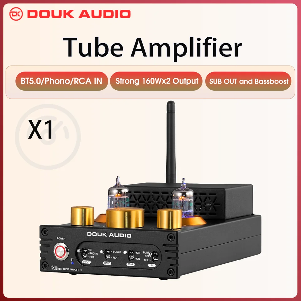 Douk Audio X1 HiFi JAN5725 真空管アンプ Bluetooth5.0 レシーバー MM 