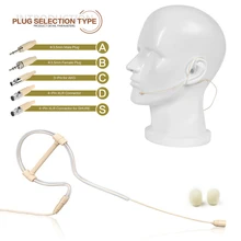 

Beige Single Earhook Headset Mic Headworn Microphone 3.5mm 3 Pin 4 Pin XLR Plug Omnidirectional Pickup Musical Instrument Parts