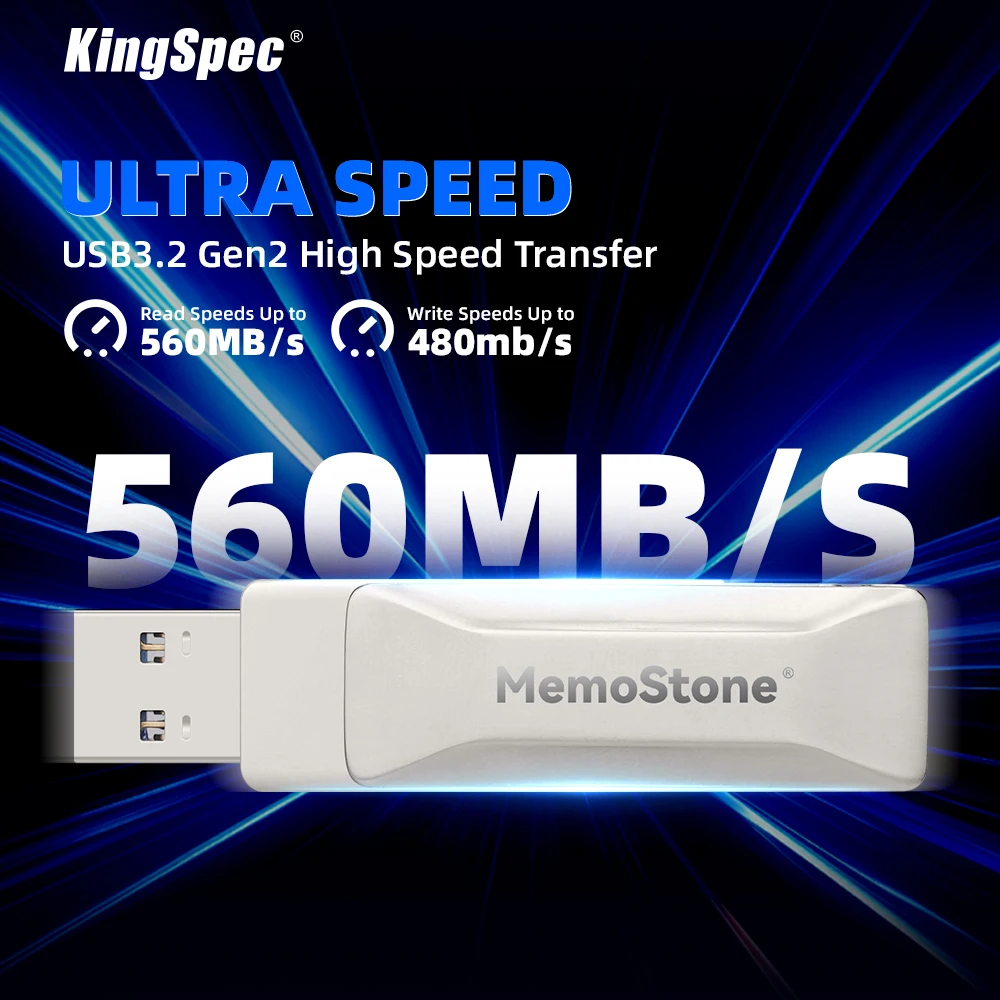 KingSpec ޴ SSD USB 3.2, 2  CŸ  ̺, 560 MB/s USB ÷ ̺, ޴ Ʈ PC, 256GB, 512GB, 500GB, 240GB