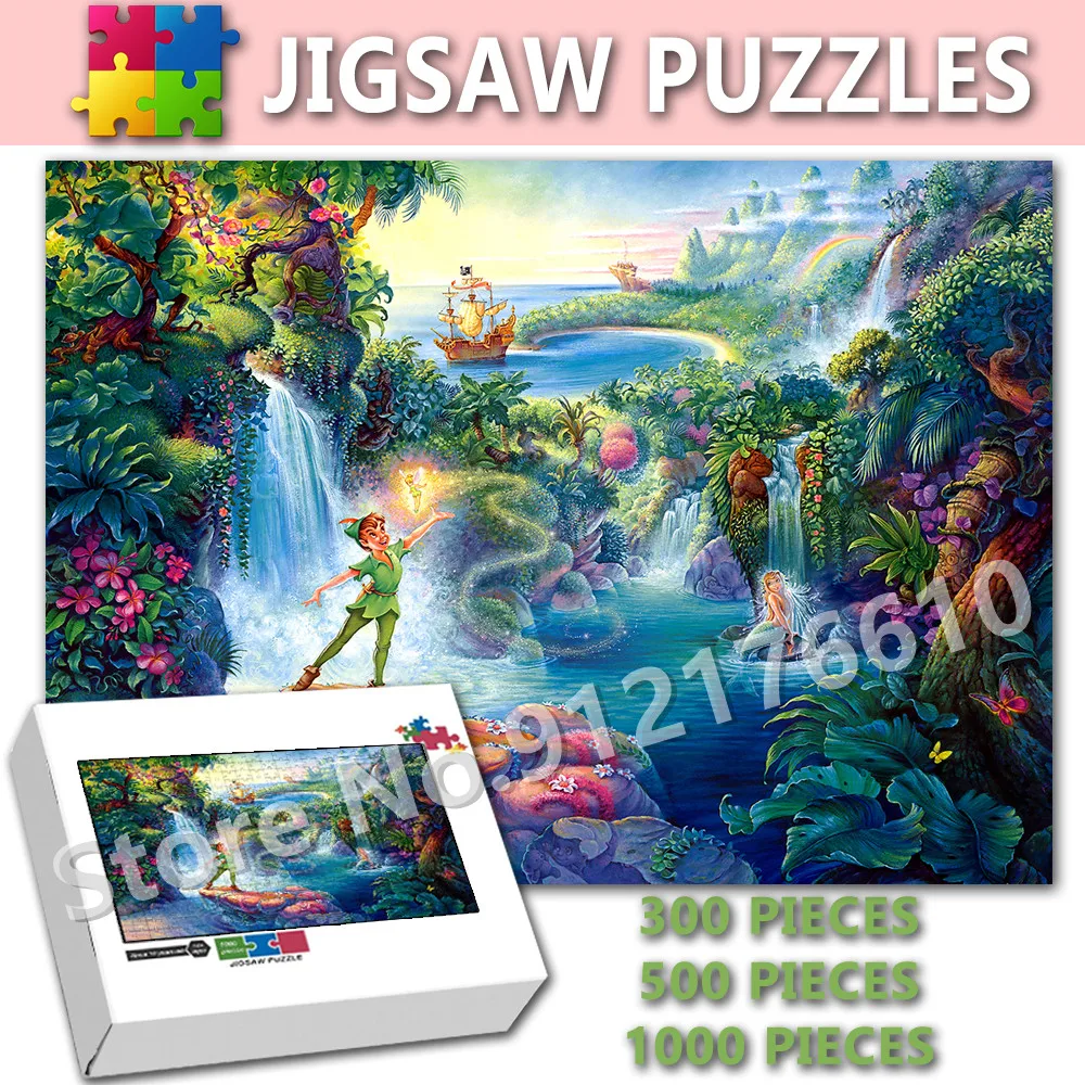 Disney Anime Peter Pan Wooden Jigsaw 35/300/500/1000 Pcs Puzzle