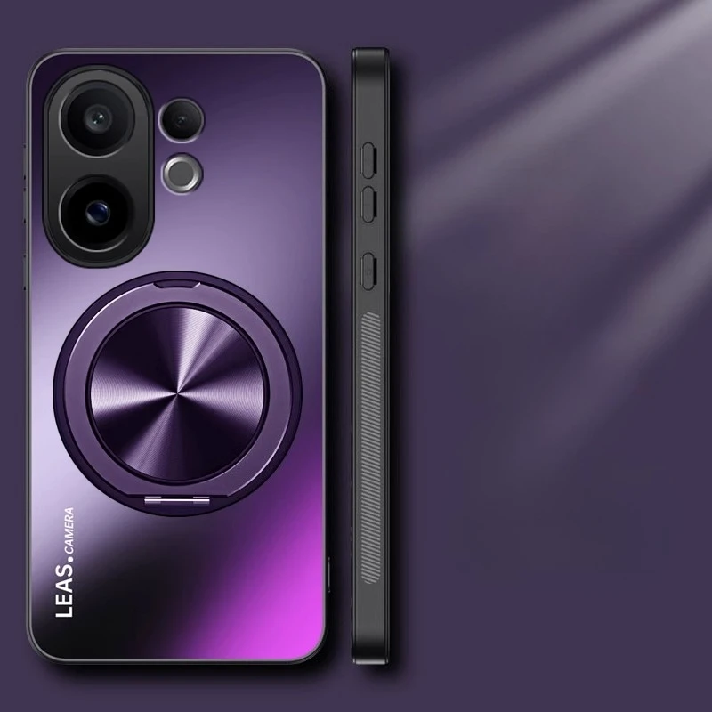 Magnetic Matte Shockproof Case with 360° Rotating Ring Holder and Stand Feature
