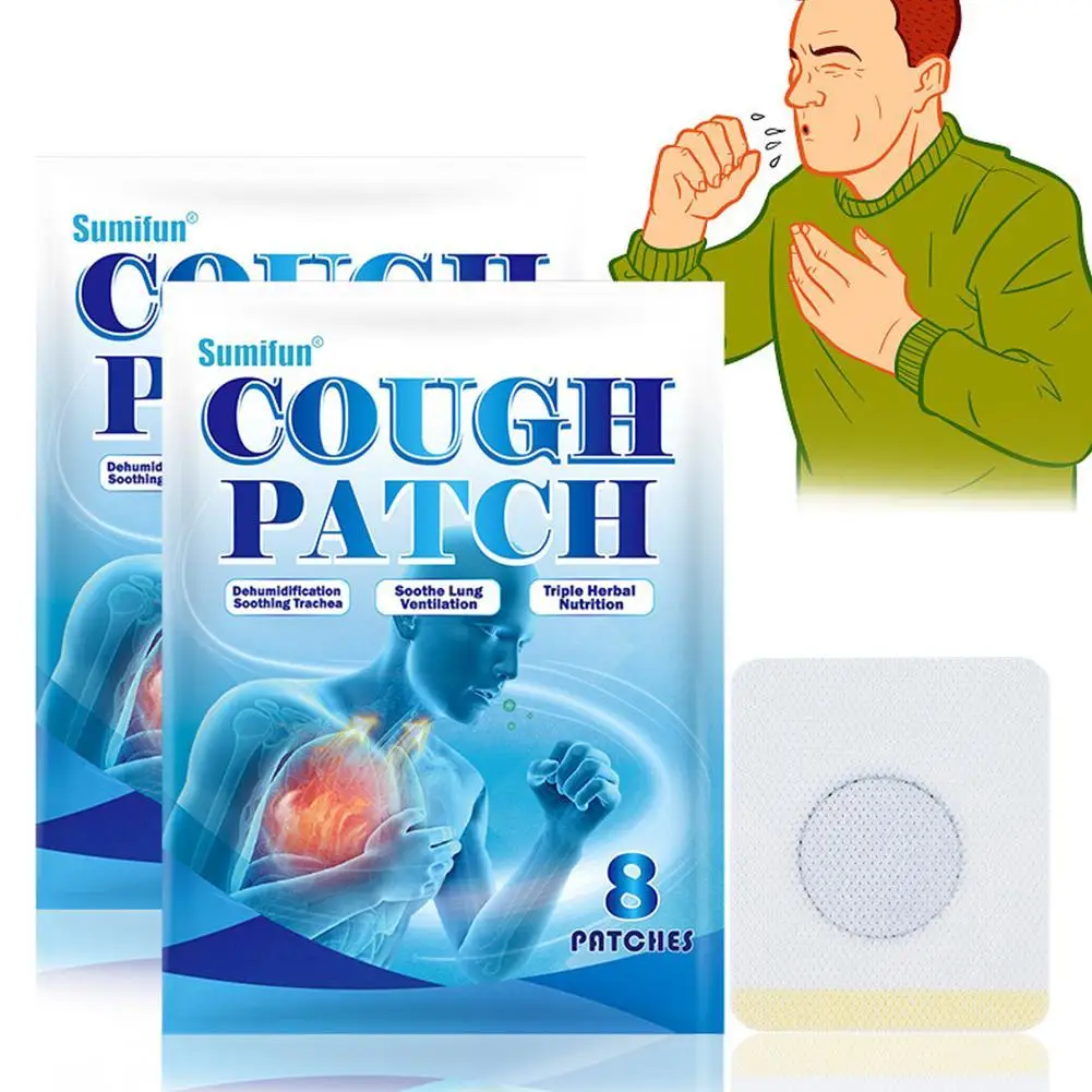 8pcs/bag Cough Patch Asthma Cold Sore Throat Pneumonia Chinese Herbal Sticker Excessive Phlegm Anti-Itching Medical Plaster sharkbang bobo 8pcs full set series decorative stickers kawaii kpop postcards sticker for journal notebook photo album gifts