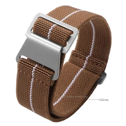 Universal Nylon Sport Watch Strap - Elastic Fabric Wristband - 18mm (Brown white)