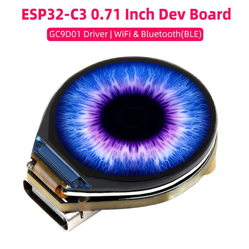ESP32-C3 Development Board With 0.71" Round Display - 160x160 LCD For IoT Projects & Wearables