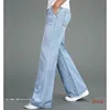 Loose Wide Leg Men's Jeans Spring Summer New Style Big Flared Pants Cuffed Long Trousers Comfortable Fit Bootcut Denim Jeans