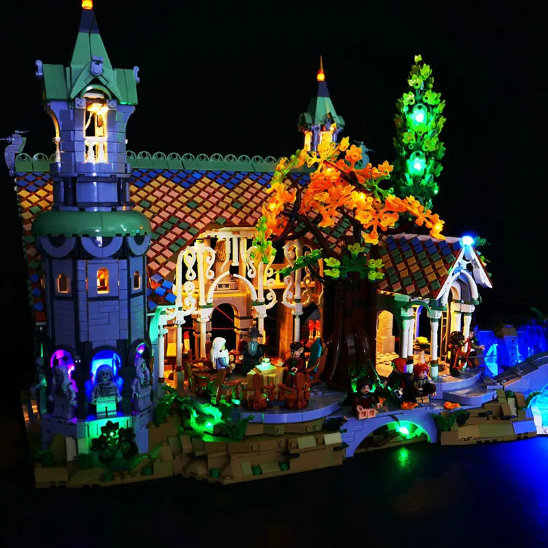 레고 10316 반지의 제왕: 리벤델 램프 DIY 선물용 LED 조명 키트 (빌딩 블록 브릭 키트 세트 모델 제외)