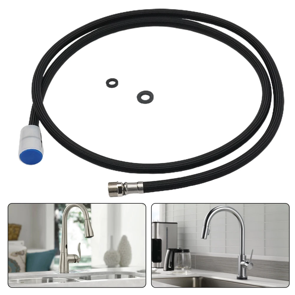 Part Shower Hose Replacement Flexible For Sink Kitchen Faucet Nylon Replacement Tube Fittings Hose Parts Black