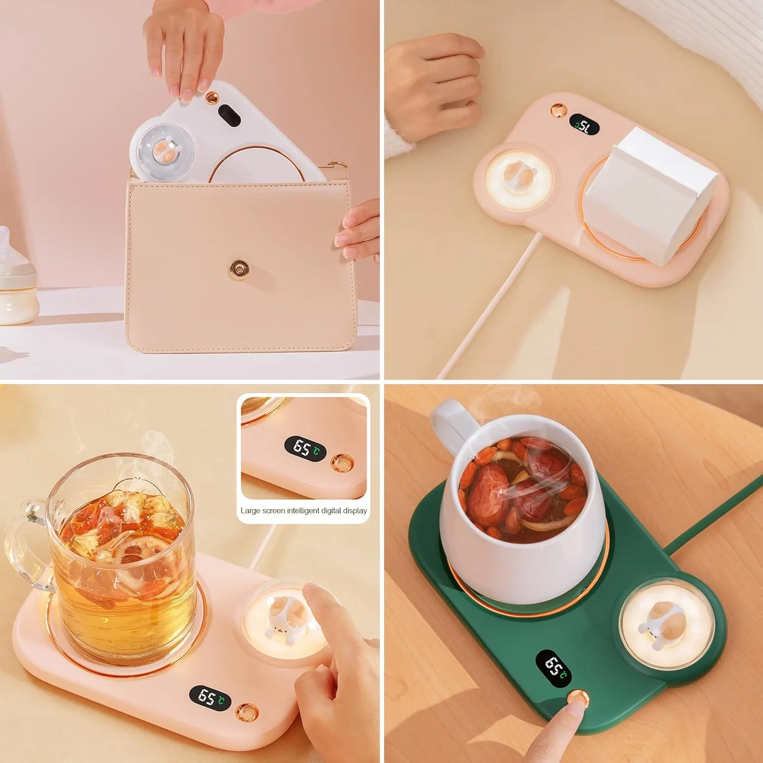 for Desk Office , Smart Coffee Cup Heater with 3Temperature Setting & 8Hours Auto Shut Off, Candle Warmer with Night Light for B