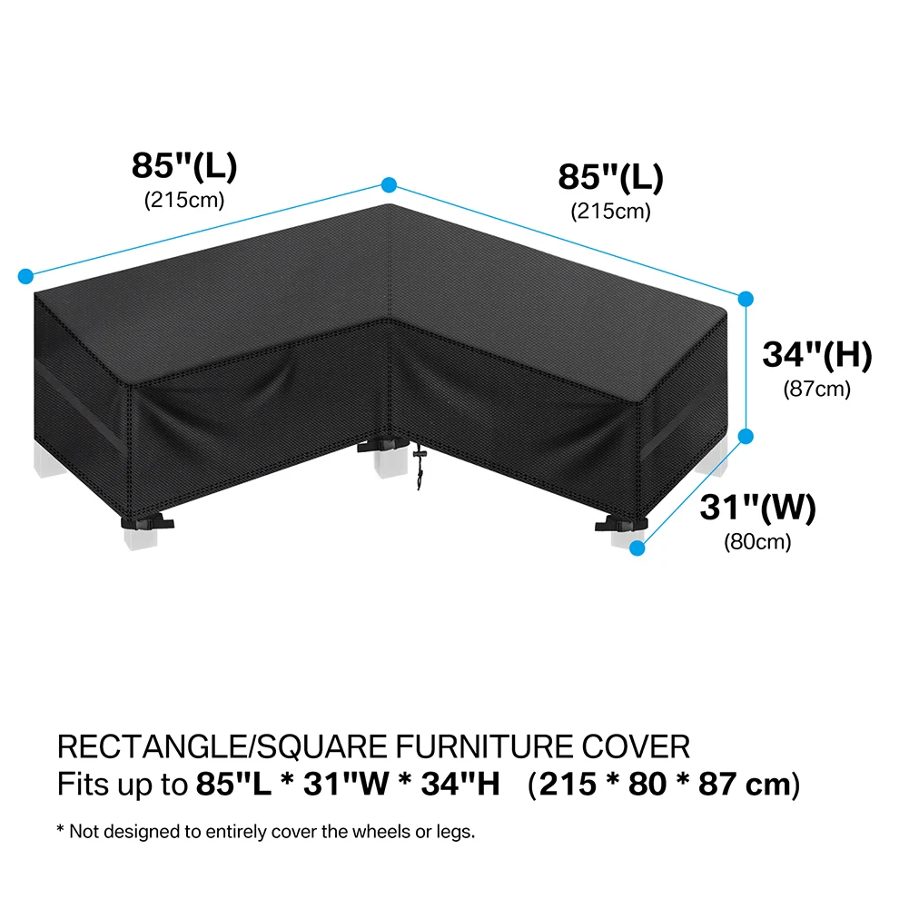 Patio L-Shaped Sofa Lounger Cover Waterproof Heavy Duty Outdoor Garden Sectional Couch Furniture Cover Protector Easy-Going 5