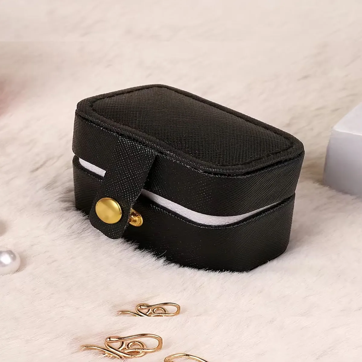 1pc-Exquisite Jewelry Box Simple Ring Necklace Earring Storage Simple Style Daily Travel Portable Storage Box