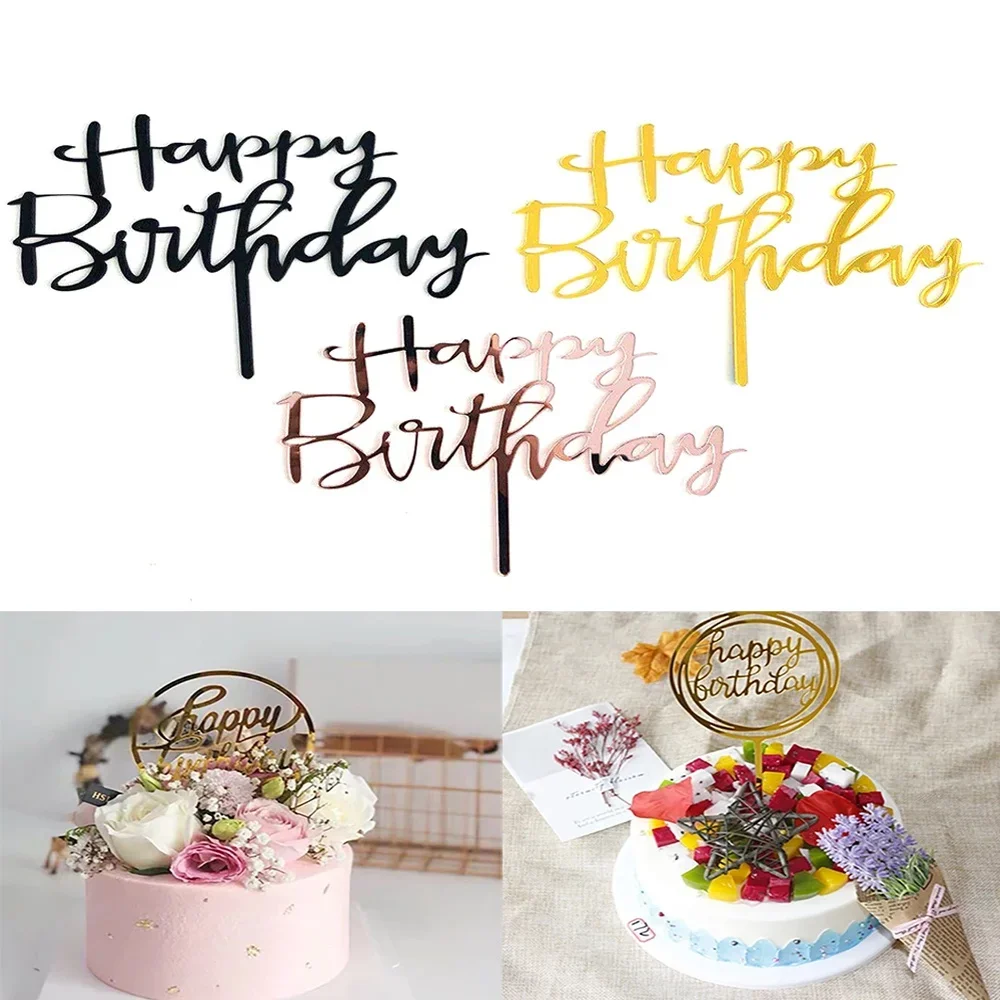 Acrylic Happy Birthday Cake Topper - Style 5