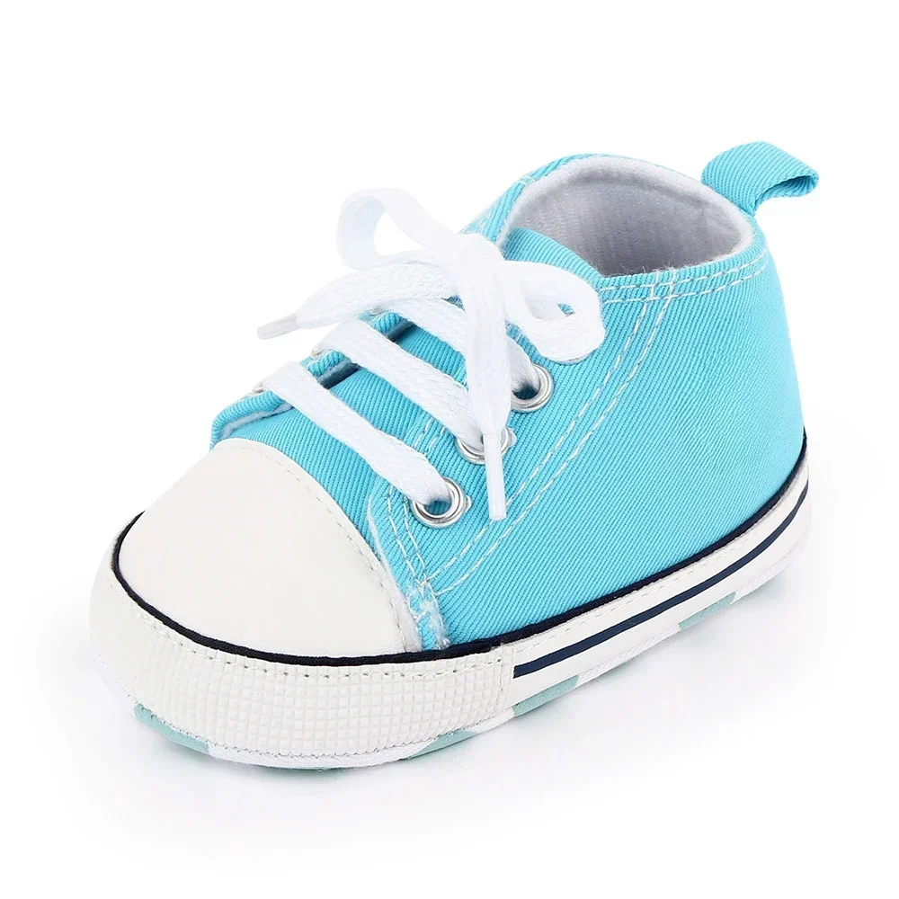 Breathable Black Lace-up Canvas First Walker Shoes for Newborn Boys & Girls &ndash; Lightweight Toddler Flats for Casual & Crib Wear