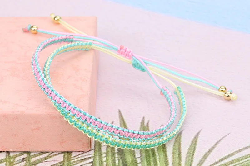 Outdoor Frauen Mann Freundschaft Strand Armband Glück Faden Knoten gewebte Geflecht Seil weben Hand Handgelenk Riemen Armreif Schmuck Zubehör – Detail 4