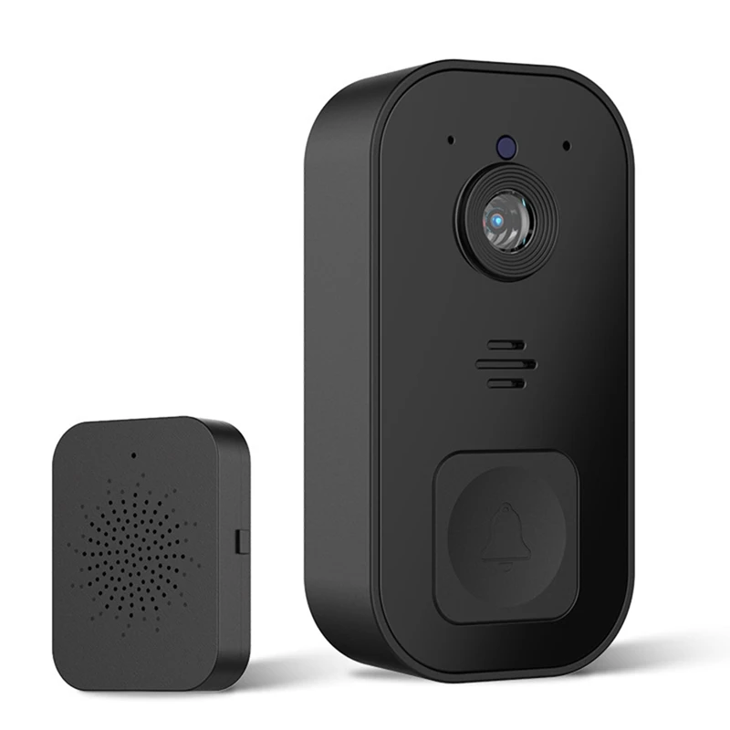 

Беспроводной дверной звонок с камерой, умный дверной звонок, легкая установка, поддержка 2,4G Wifi, черный