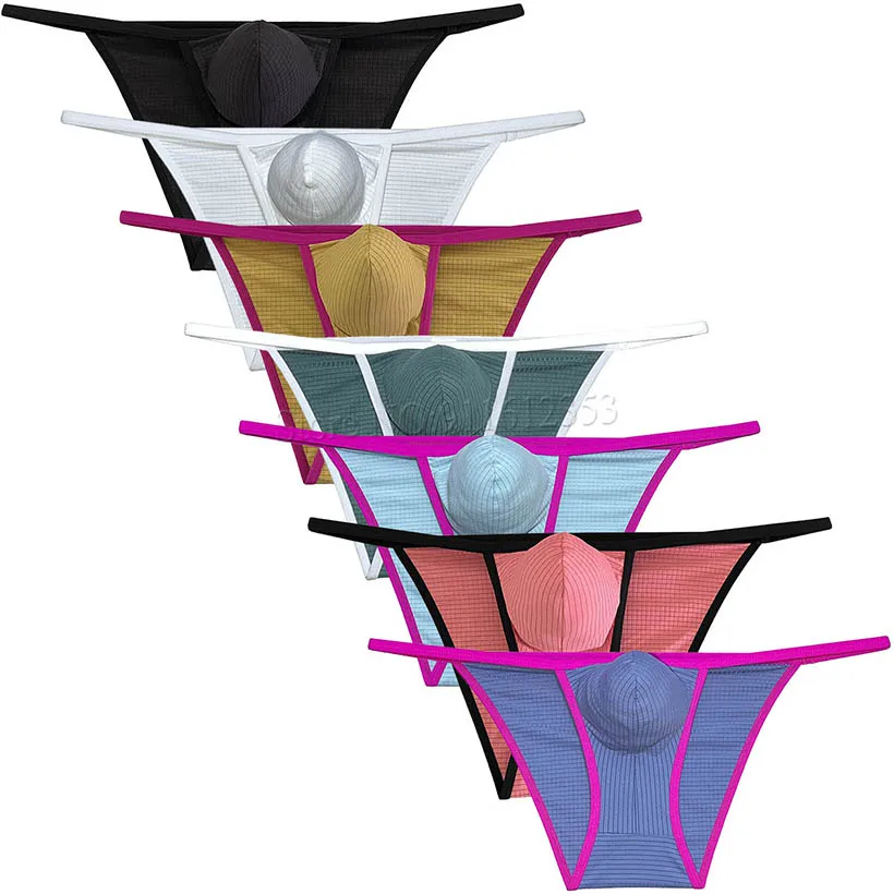 

Men's Micro Bikini Skimpy Briefs Sexy Breathable Check Spandex Underwear Lingerie Pouch Tangas