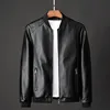 Men standing collar Jacke, leather motorcycle jacket men,bomber leather coat，fashion trend personalized leather winter clothing 1