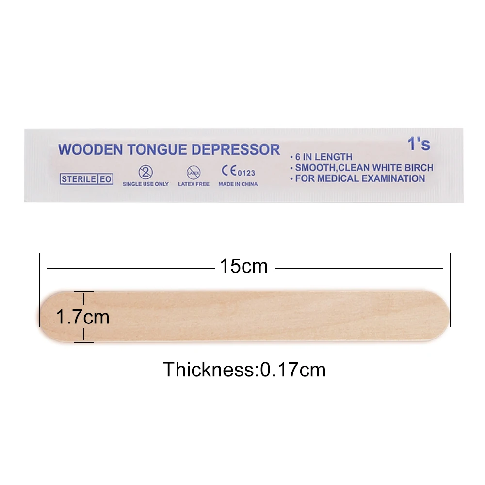 Disposable Wooden Tongue Depressor for Tattoo, Waxing Stick, Individual Pack Removal, Tongue Beauty Tool, 10/30/50/100/200Pcs 4