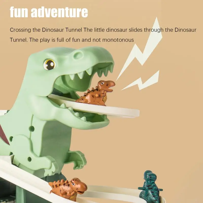DIY Rail Racing Track Electric Little Yellow Duck Climbing Stairs Toy Pig Action Figures Music Roller Coaster Toy For Kids Gifts 4