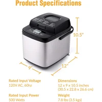 Bread Maker With Carrying Handle, 19-in-1 1.5 Lb Loaf Breadmaker, Automatic Keep Warm & 3 Crust Color, Compact Bread Maker 2