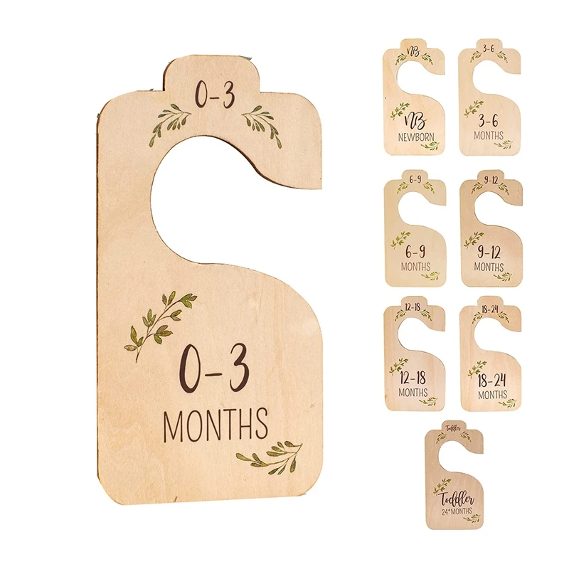 

Beautiful Wooden Baby Closet Dividers For Clothes - Double-Sided Organizer From Newborn To 24 Months - Nursery Decor