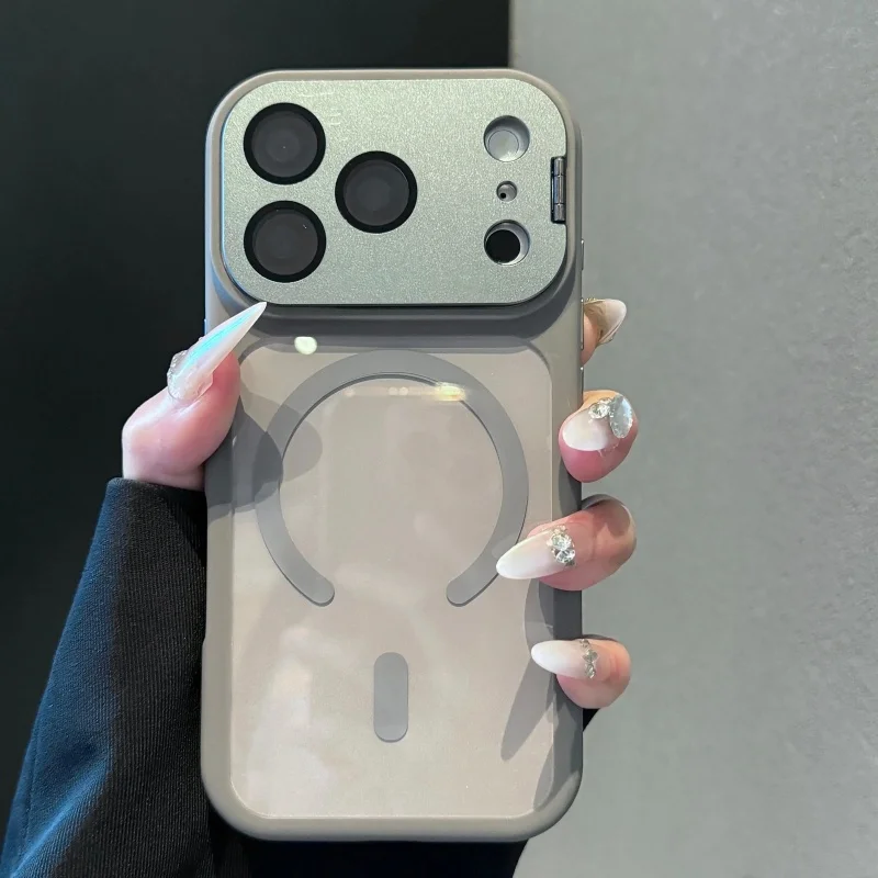 Sleek Matte Metal Camera Protector with MagSafe-Compatible Magnetic Shockproof Cover