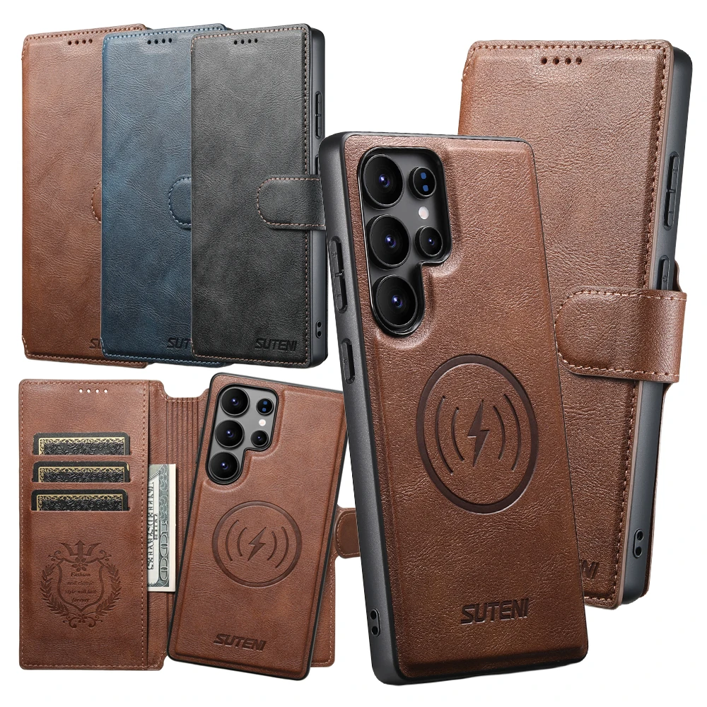 Premium 2-in-1 Flip Wallet Phone Case with Magnetic Card Slots and Wireless Charging Compatibility