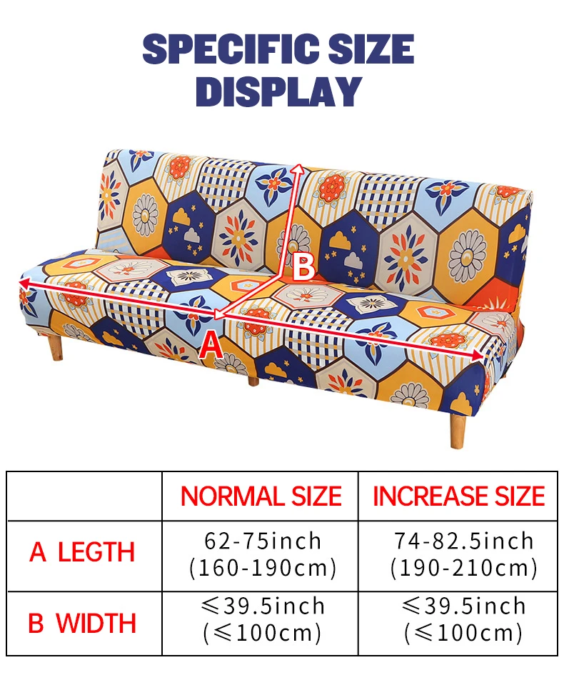 Sofa Cover Furniture Cover LAN MO LIFE Armless Sofa Bed Cover Stretch Printed Removable For Kids Pets