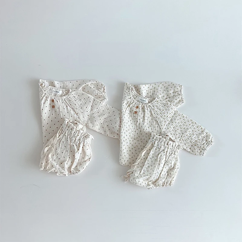 Description Picture 3 of itemKorean Style Baby Girls Spring Clothing 0-3Y Floral Printed Cotton Loose Top and Bloomer Infant 2Pcs Suit Toddler Shorts Outfit