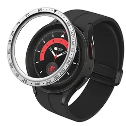 Stainless Steel Bezel Ring Styling Protector Case - Galaxy Watch 5 Pro (E2 Silver)