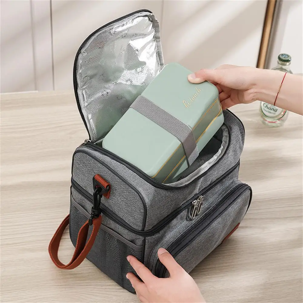 Soft Cooler Bag with Hard Liner Large Insulated Picnic Lunch Bag Box  Cooling Bag for Camping BBQ Family Outdoor Activities (Gray)