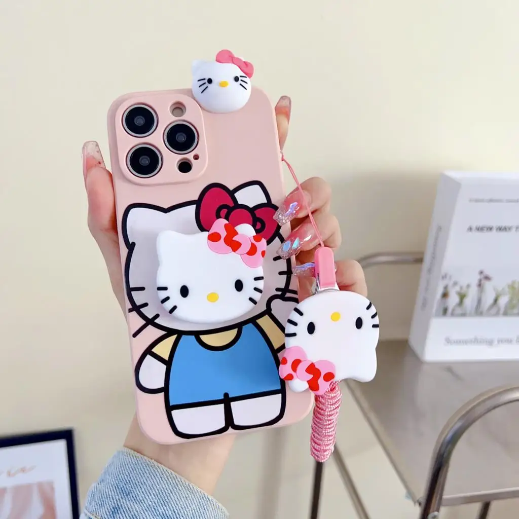 thumbnail image 1 of Funda Funky Hello Kitty para Samsung Galaxy S7 Edge S8 S9 S10 S20 S21 S22 S23 Plus Ultra S21FE Note 9 10 20 con cuerda de soporte, 1 of 5
