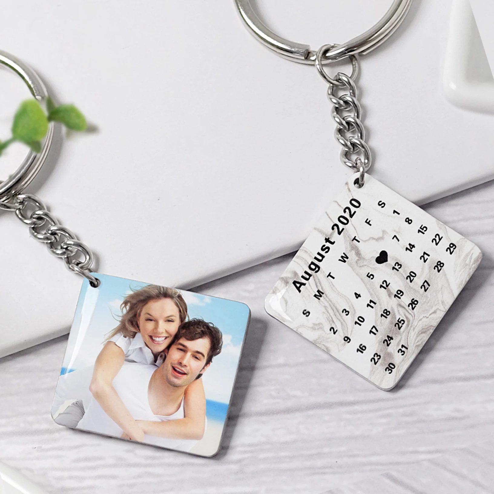 Custom Photo Keychain Calendar Keychain Personalized Keyring With