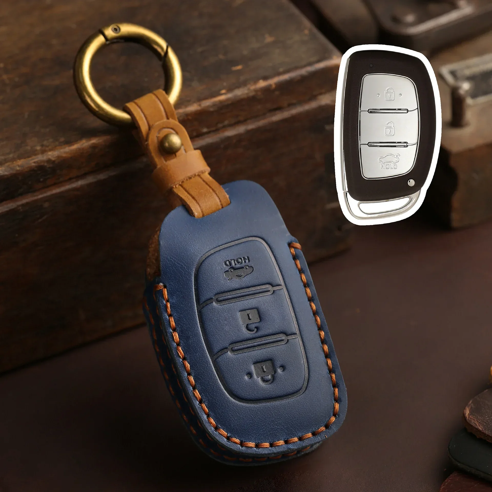 Lederhalter Shell Cover Auto Fob Schlüsseletui Schutz für Hyundai Ix25 I10 Ix35 Mistra 2013-2018 Fernbedienung Schlüsselanhänger Zubehör