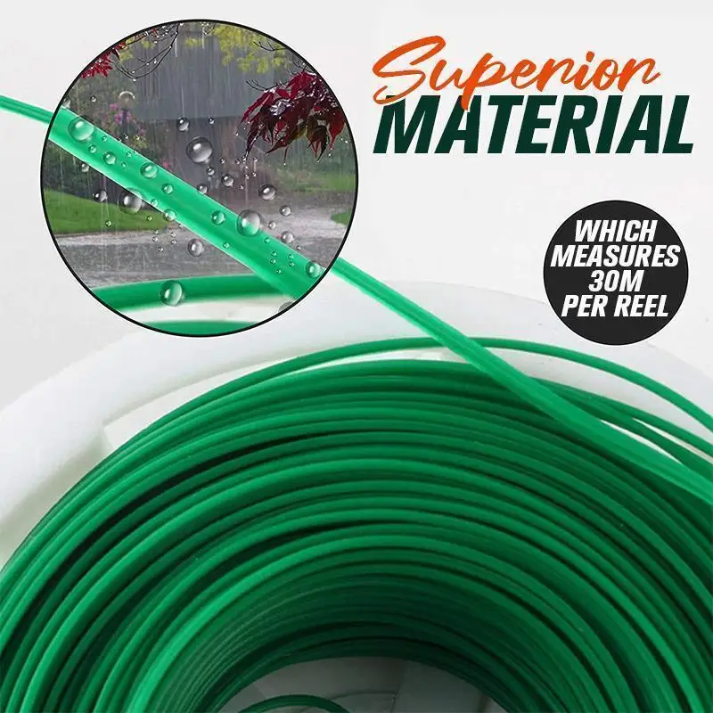 30/50m Garden Plant Fixed Rope Reusable Green Coate String With Cutter Sturdy Plant Twist Tie Gardening Vegetable Grafting Fixer