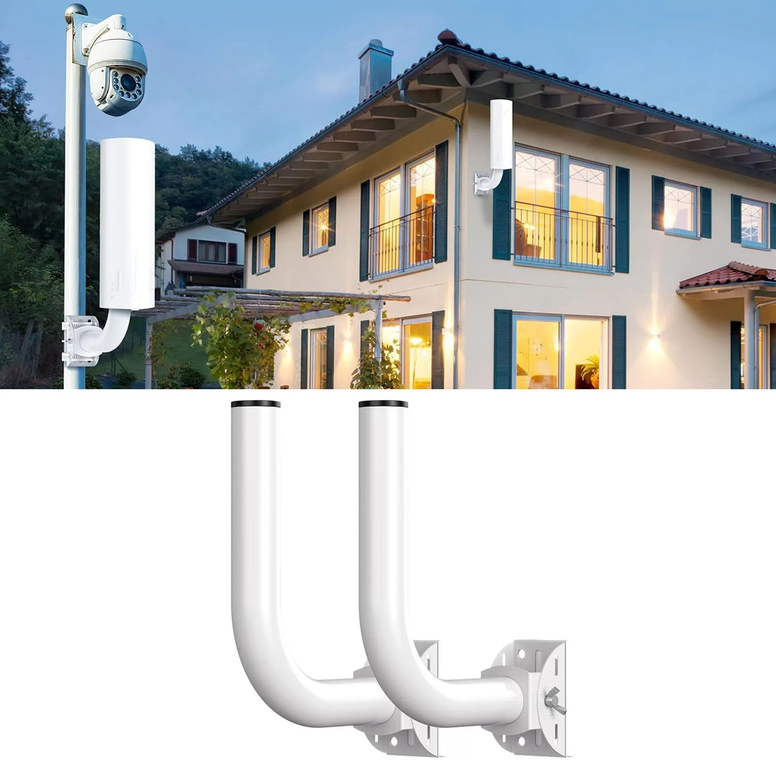 2Pcs Starlink Wireless Bridge Bracket Mount 150&deg; Adjustable Stainless Steel Universal J Pole Mount Accessory