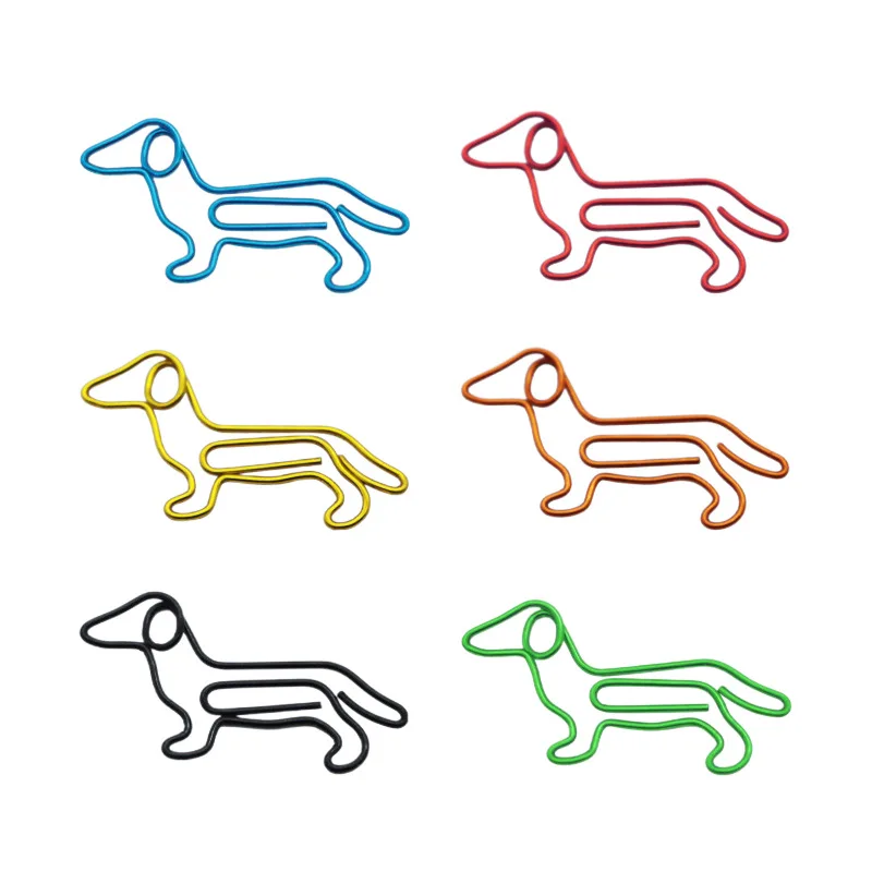 20/50Pcs 개 고양이 트레블 클레프 종이 클립 혼합 색상 금속 참신한 종이 클립 사무실 학교 용품을위한 카와이 문구류
