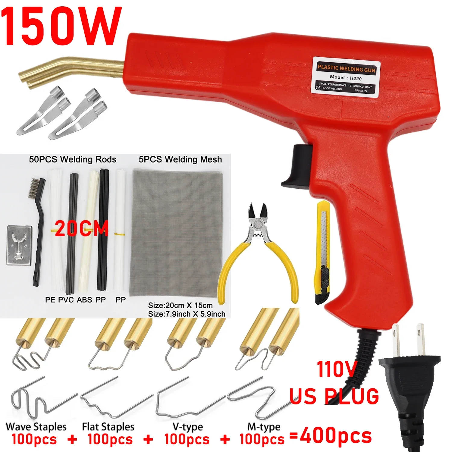 thumbnail image 2 of 0.8mm Stainless Steel Staples 600 Pcs Plastic Welding Kit - Hot Staple Repair Machine With 0.6mm & 0.8mm Rods For Auto Bumpers Plastic Welder 2 of 11