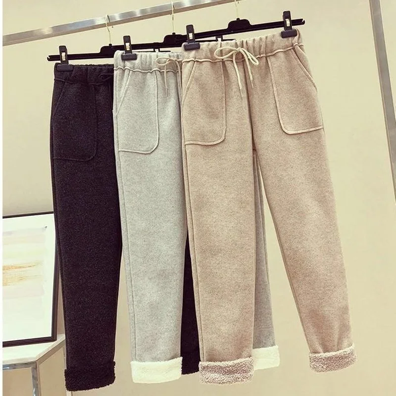 2023 Autumn and Winter Fashion High Waisted Straight Tube Korean Version Loose Casual Thickened Women's Woolen Wide Leg Capris