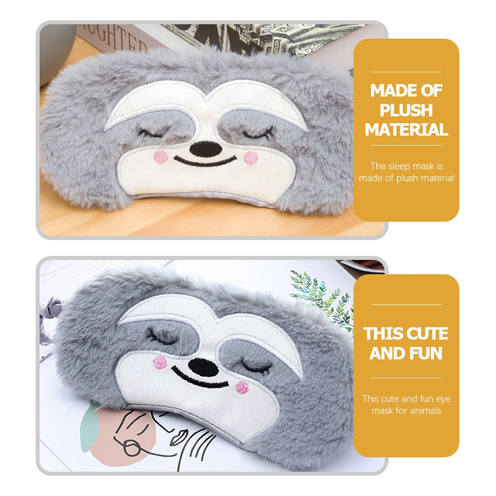 Cute Sloth Eyepatch Soft Fluffy Plush Blindfold Funny Novelty Animal Boys Sleep Mask Eye Eyeshade Kids Girls Boys 2