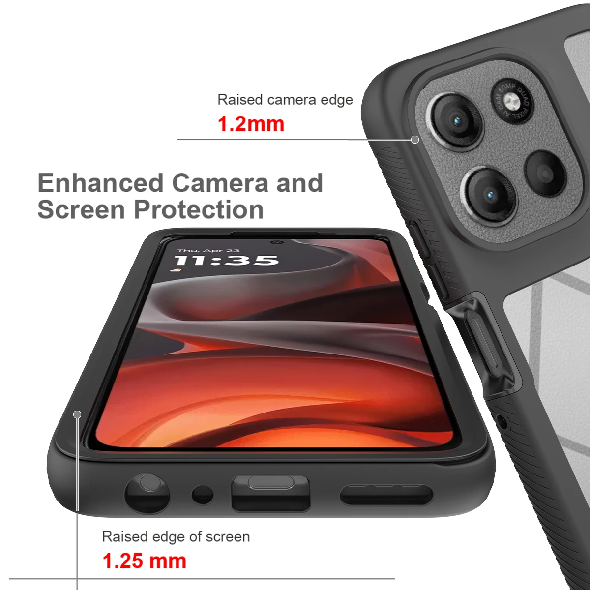 Shockproof Armor Glossy Phone Case with Transparent Acrylic Back
