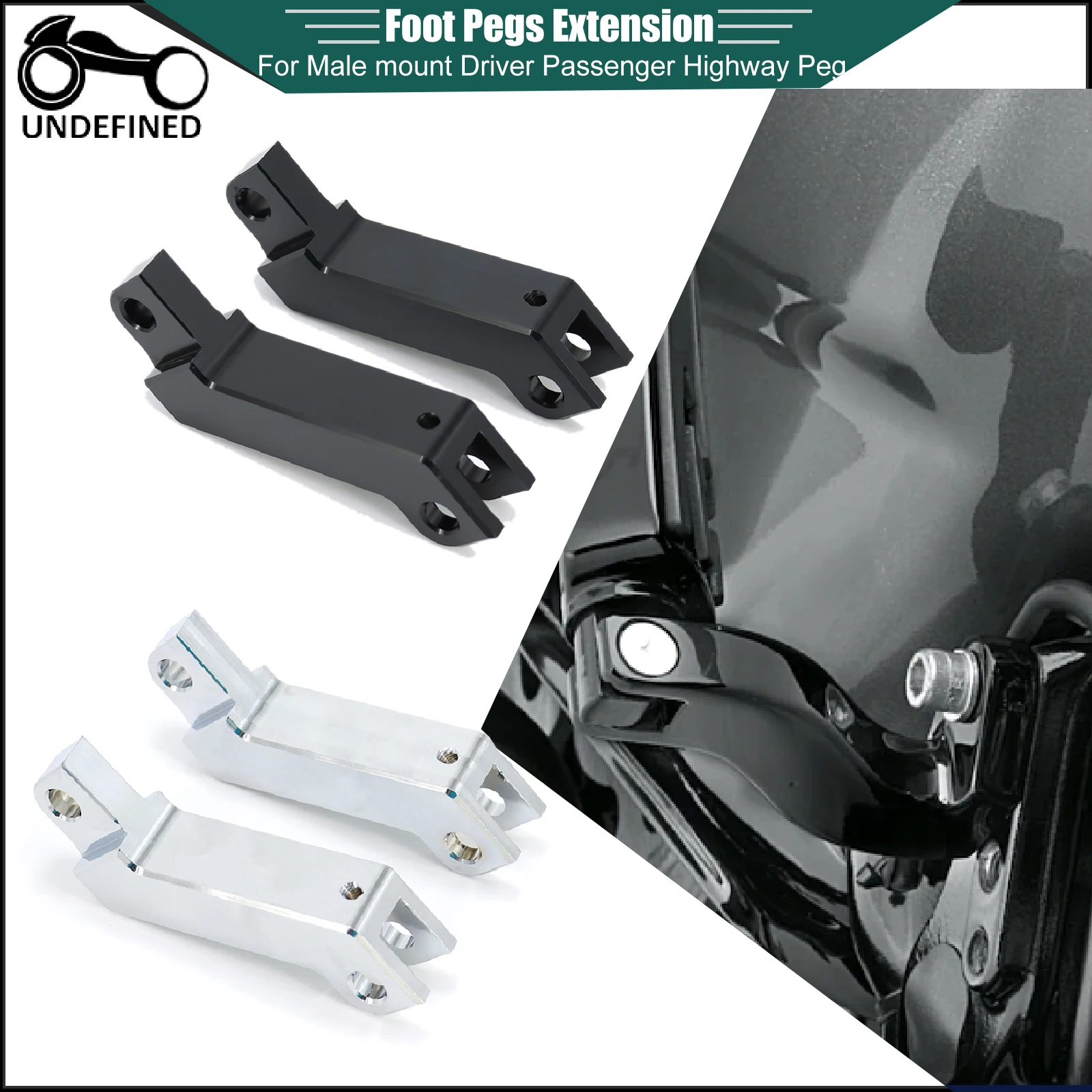 

Motocycle Male Mount Foot Pegs Front Rear Footrests Support Extension Bracket for Harley Sportster XL Dyna Softail Touring FLHR