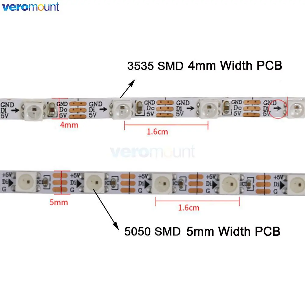 5V 2020 4mm 3535 5mm 5050 SMD Narrow Width PCB WS2812B Pixel LED Strip Individually Addressable RGB Pixel Strip IP20 60LED/m _ - AliExpress Mobile