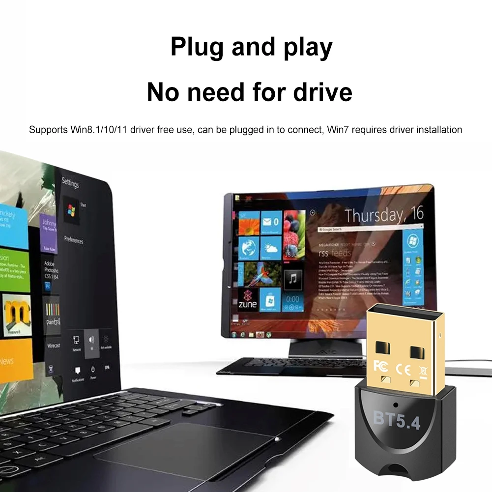 PC 노트북 무선 스피커용 USB 블루투스 호환 5.4 어댑터, 오디오 동글, 음악 오디오 리시버
