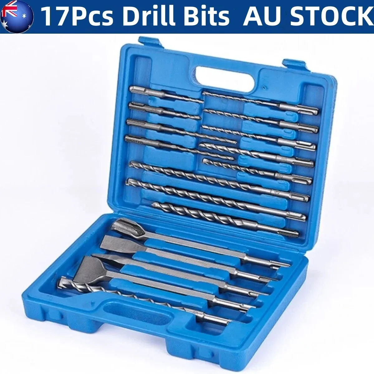 17-Piece SDS Plus Rotary Hammer Drill Bits Set & Chisel Bits Brick Hole Tool Set