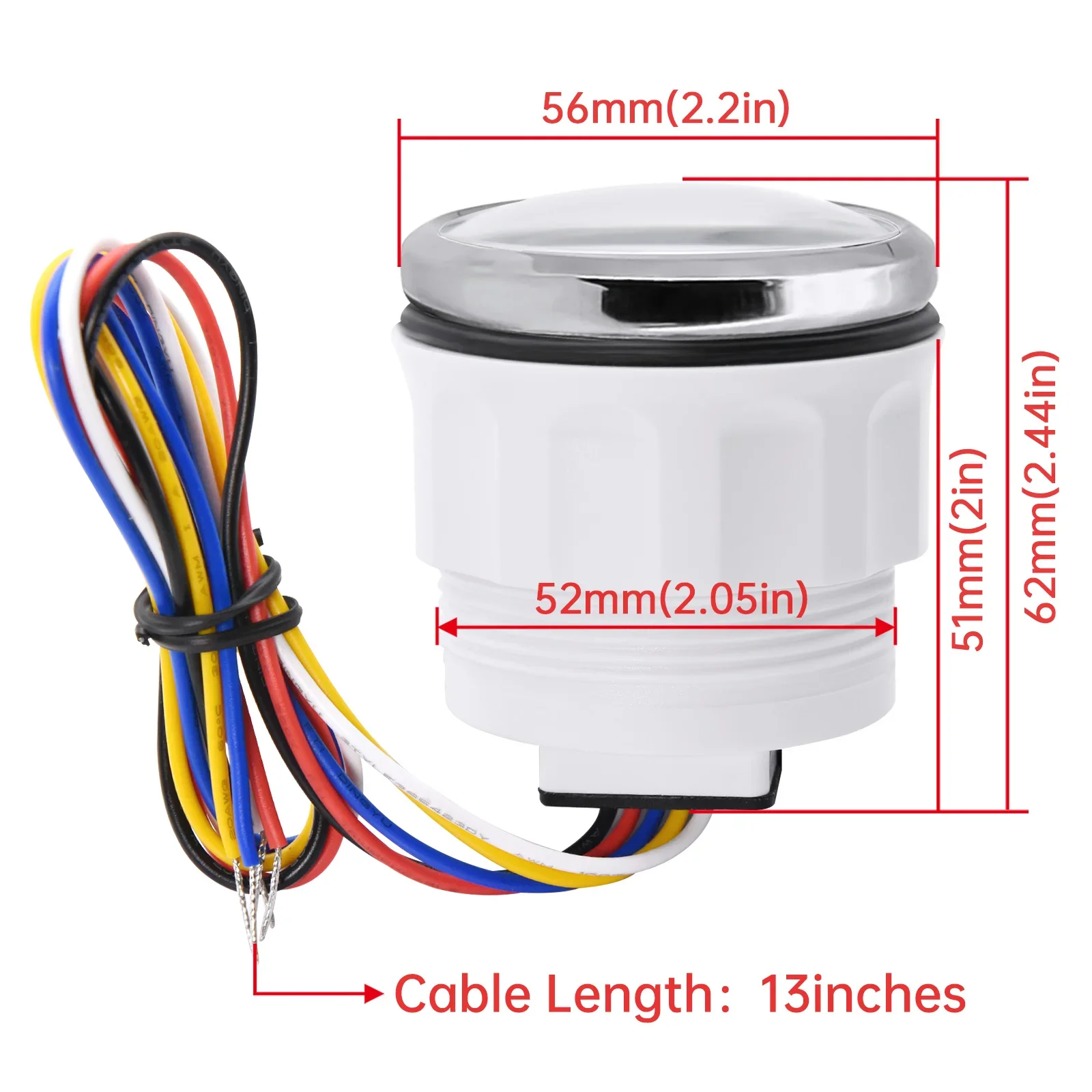 Benutzerdefinierte 7-Farben-Hintergrundbeleuchtung 2" 52mm Wasserstandsanzeige + Wasserstandsensor 100-600mm 0-190Ohm Wassertank Messgerät Anzeige Auto Auto Boot – Detail 6