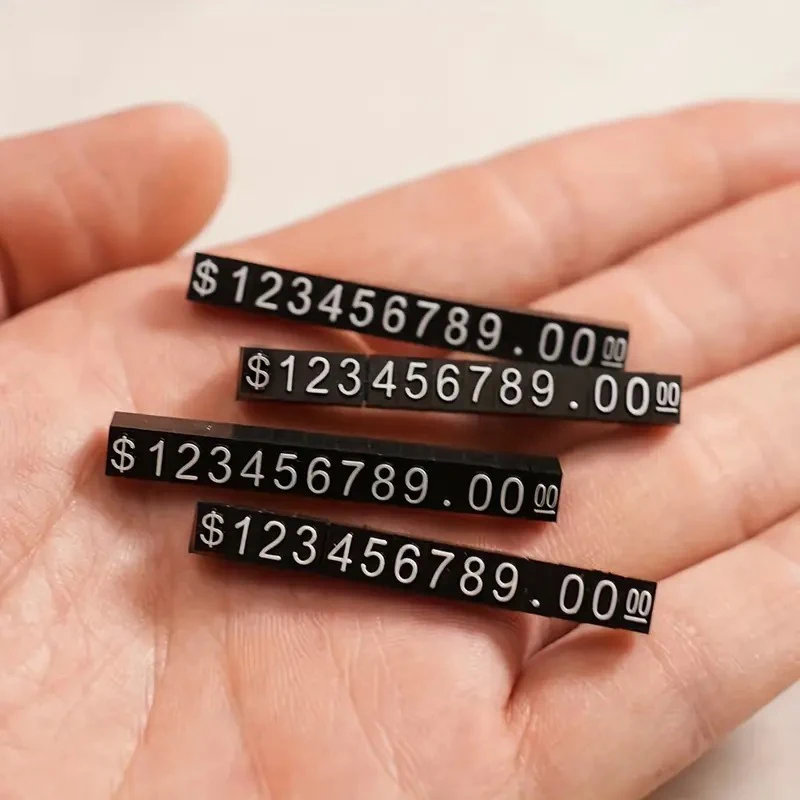 10sets Dollar Number Adjustable Mini Cube Price Tag Display Stand Price Number Labels For Clothes Phone Laptop Jewelry Price