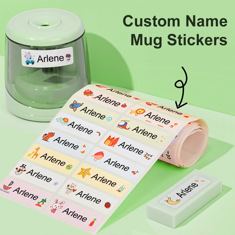 name stickers, personalized labels, waterproof office supplies labels, school stationery, water bottles, toys, large